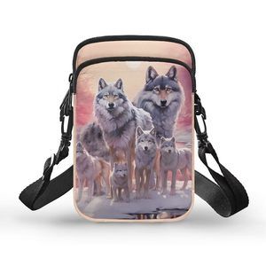 Wolf Crossbody Cell Phone Bag Wallet Purse Messenger Bags Canvas :)